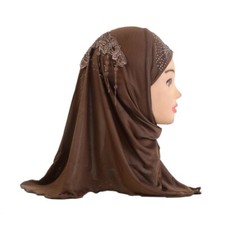 1x Muslimisch Mädchen Arabische Hijab Kopftuch Blumenmuster Abaya Strass Schal