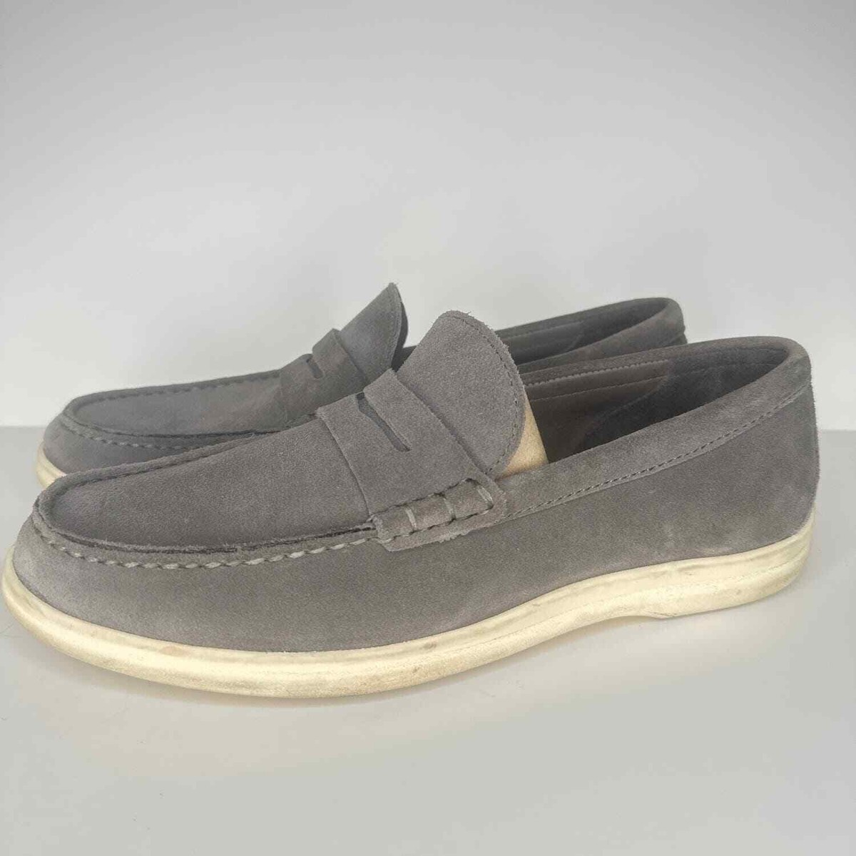 Johnston & Murphy Men\'s Penny Loafers 8.5 Boat Shoes Slip On Casual Suede Grey Men main image 3