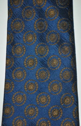 Sedgwick Neck Tie Dark Blue W/ Gold Circular Pattern Silk L 53" W 3.5" VINTAGE - Picture 4 of 8