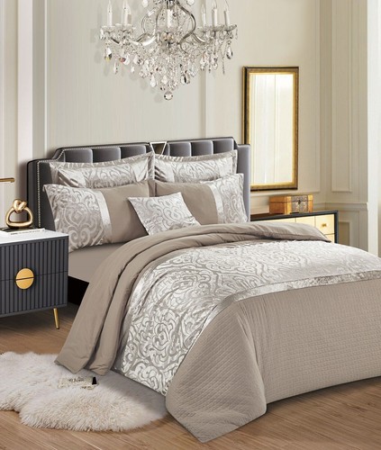 Luxus 3-teilig Damast Bettdecke Quiltbezug Bettwäsche Set Doppel Kingsize Kissenhülle - Bild 19 von 39