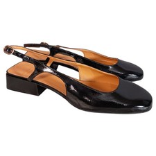 Sézane Les Souliers Shoes Slingback Womens 9 Black Leather Round Toe