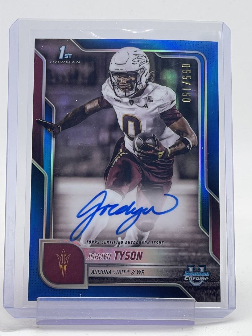 JORDYN TYSON 2025 BOWMAN U CHROME 1ST BLUE REFRACTOR AUTO /150 Q2277