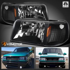 Fits 1993-1997 Ford Ranger 1pc Style Black Headlightscorner Signal Lamps 93-97