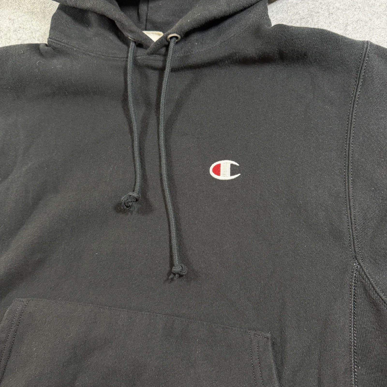 Champion Reverse Weave Hoodie Mens S Black Heavyweight Vintage Blank Sleeve Logo thumbnail 13