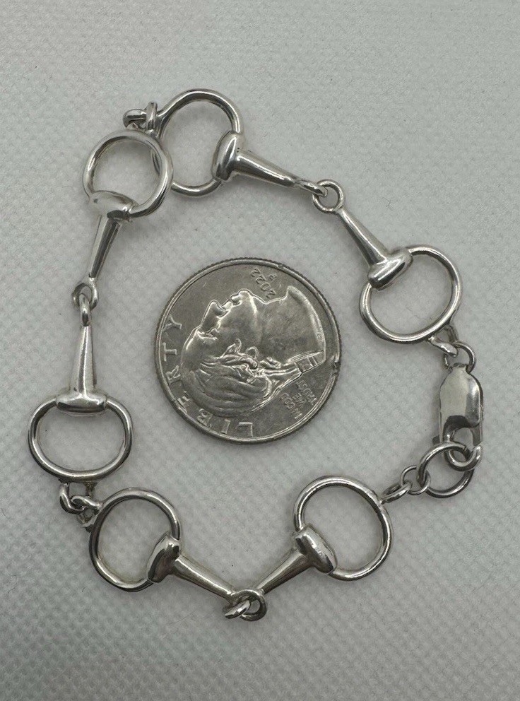 Sterling Silver Equestrian Snaffle Bit Bracelet 1… - image 7