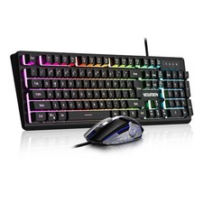Newmen GM104 Wired Gaming Keyboard and Mouse Combo,USB RGB Backlit Black