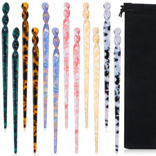 12 Pieces Acetate Hair Sticks Hair Chopsticks Tortoise Shell Leopard Print Shell