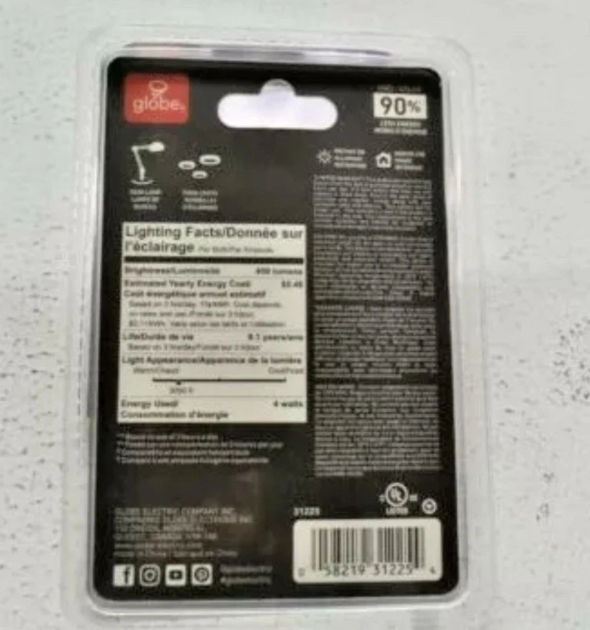 10 Pack Globe Desk Lamp Durable 40 Watts LED G8 Warm Light Ultra Bright Light - Image 2 of 2