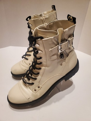 #ad GBG Los Angeles White Faux Leather Boots Y2K Combat Women#x27;s Size 10 Worn Once $19.99