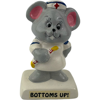 Enesco Figurine Bottoms Up Mouse Nurse Vintage 1980's Mouse Holding Shot