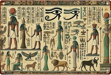 Vintage Egyptian Gods Hieroglyphic Vintage Tin Metal Signs Home Décor 8x12