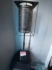 Black Metal Table Lamp Perforated Cylinder Shade Square Frame USB Wall Switch — photo 3