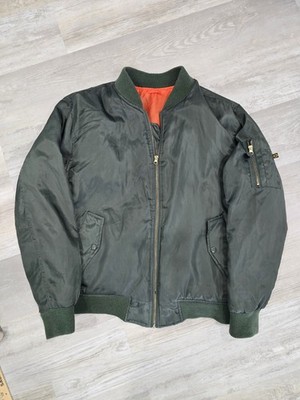 Authentic MIL-TEC MA-1 Flight Jacket Sage Green Bomber Reversible Orange - Small