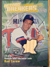 2003 Topps Chrome Baseball Rod Carew Record Breaker CRBR-RC2 Game Used Bat Relic