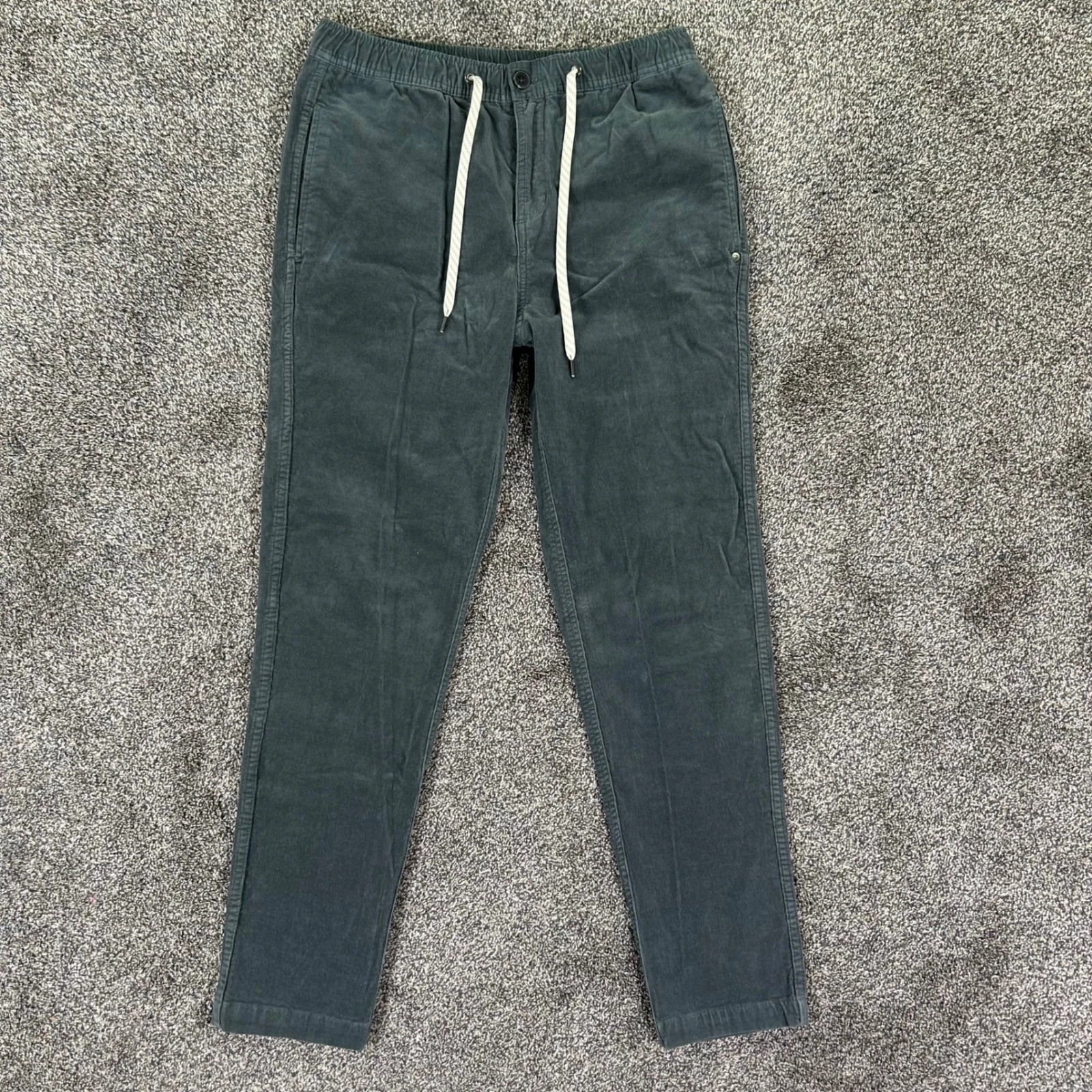 Vuori Corduroy Drawstring Jogger Pants Greenish Grey Mens Medium V440 Workout
