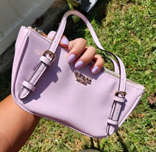 GUESS Purple Logo Tote Bag Zip Top Double Han...