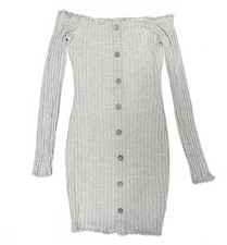 FASHION NOVA Off-shoulder Knit Minidress in Beige (SMALL)