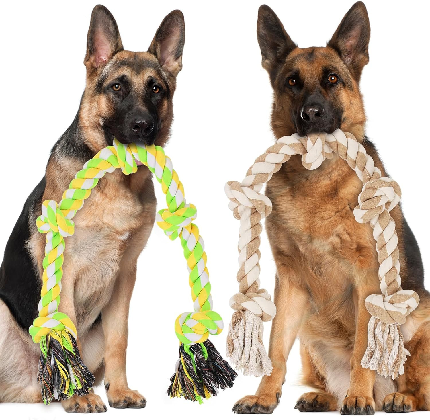 Corda per Cani Grandi Indistruttibile 2 Pezzi | Gioco Resistente Cotone
