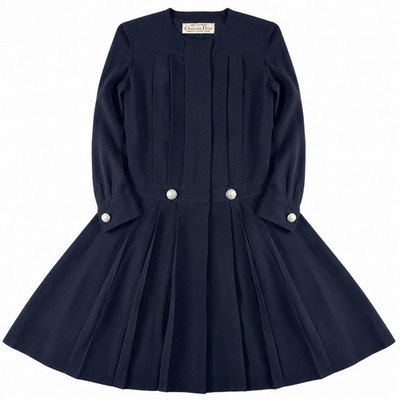 Christian Dior A-Linie Knielanges Kleid Schwarz mit Brosche Vintage Größe M J...