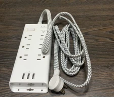 Addtam Surge Protector Power Strip 6 AC 3 USB Ports 10 Foot Cord Wall Mountable