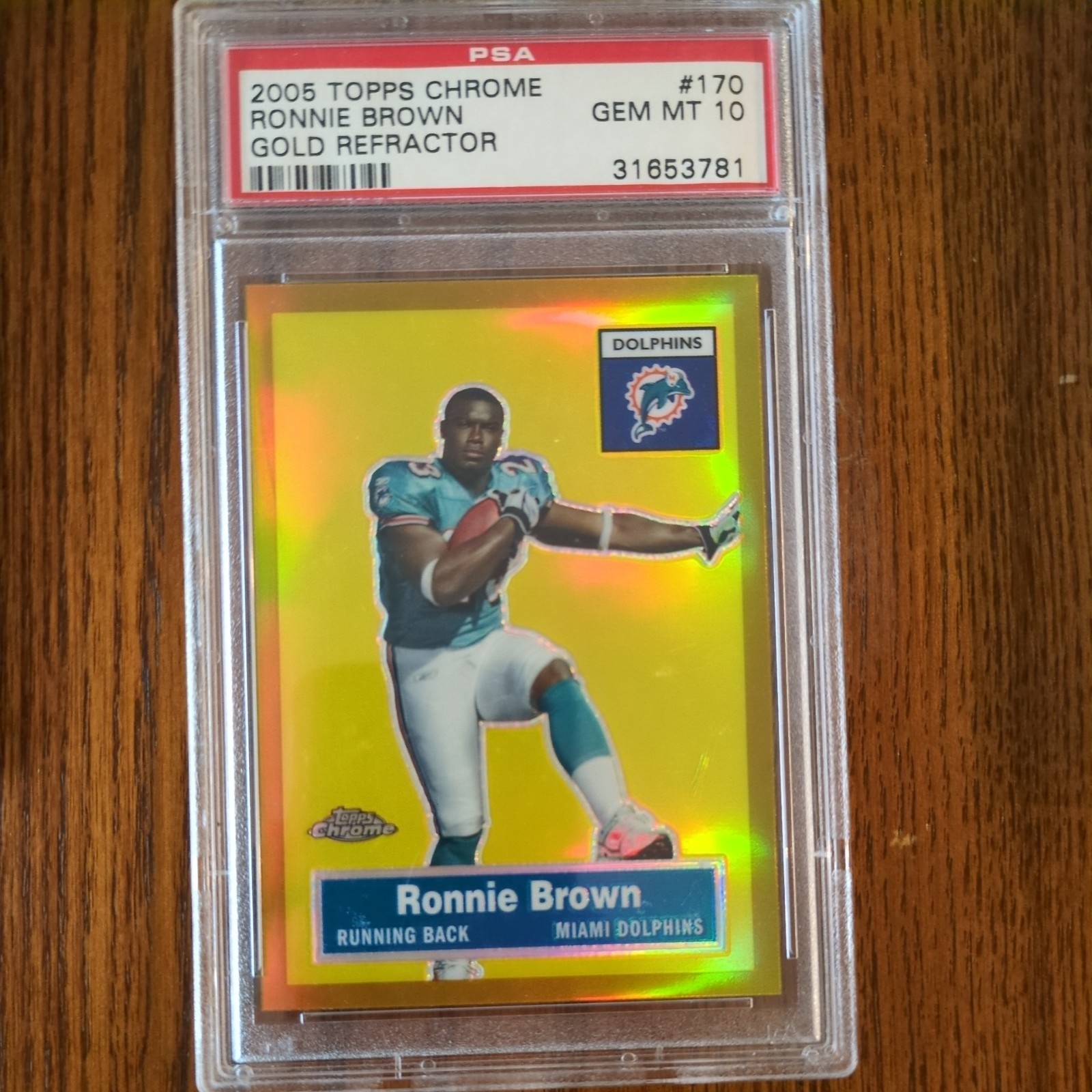 Ronnie Brown Topps Chrome #170 Gold Refractor