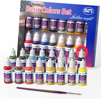 Basic Color Miniature Paints Set - 16 X 20Ml Basic Colors Miniature Painting Kit