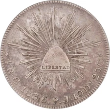 MEXICO GUANAJUATO MINT   1836-GoPJ  4 REALES SILVER COIN, ICG CERTIFIED XF40