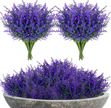 Artificial Lavender Flowers - 7 Pcs Artificial Flowers for Outdoors Faux Lav...