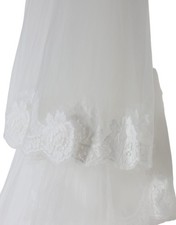 Dolce & Gabbana White Floral Lace Nylon Floor Length Wedding Women's Veil