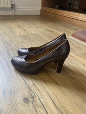 Clark’s Softwear Ladies Grey Croc Platform High Heel Court Shoes UK6 UsedEx.Cond