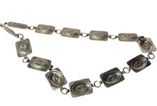 Vintage Silver-Tone Concho Link Belt/Wrap Belt - Western Southwestern Style