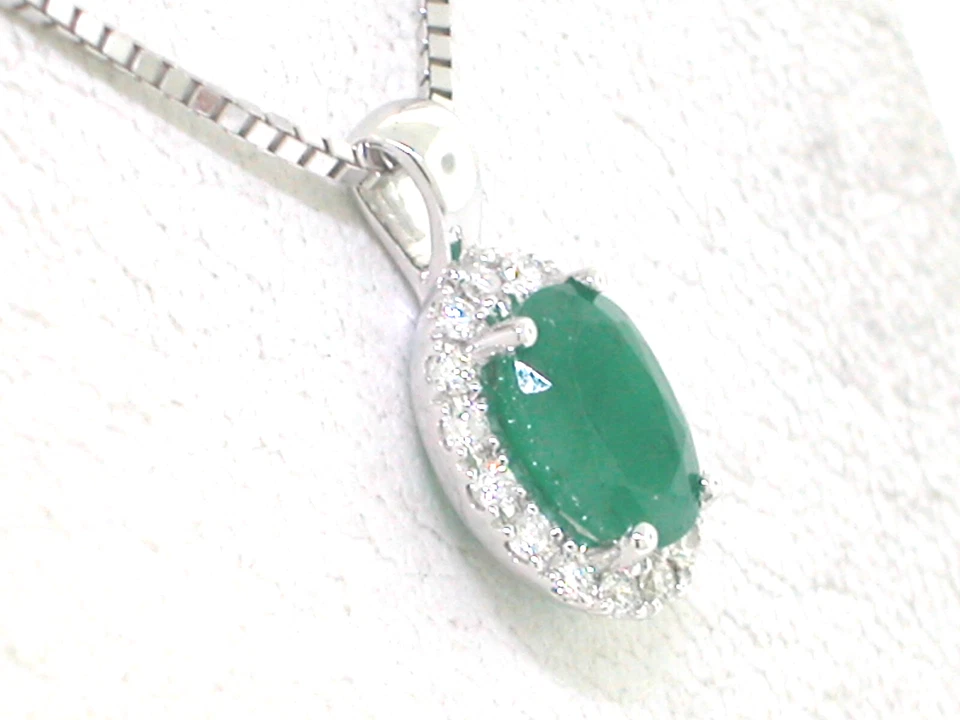 Smaragd Anhänger 585 Weißgold 14Kt Gold natürlicher Smaragd 16 Brillanten - Bild 3 von 4