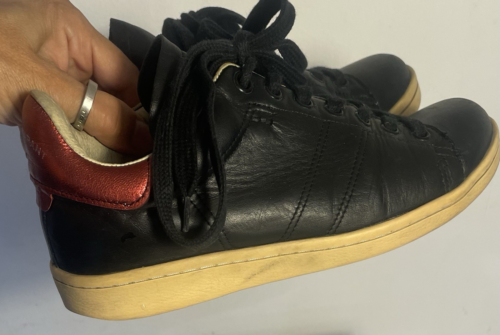 Isabel Marant baskets basses femme EU 36 noir/rouge/beige à lacets 3