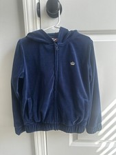 Juicy Couture Girls Royal Blue Velour Zip Up Hoodie Gold Logo XS/ 6