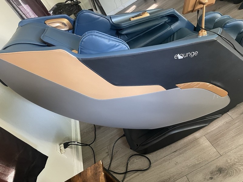 eLounge Electric Massage Recliner w/ Control Panel Blue/Black/Gold