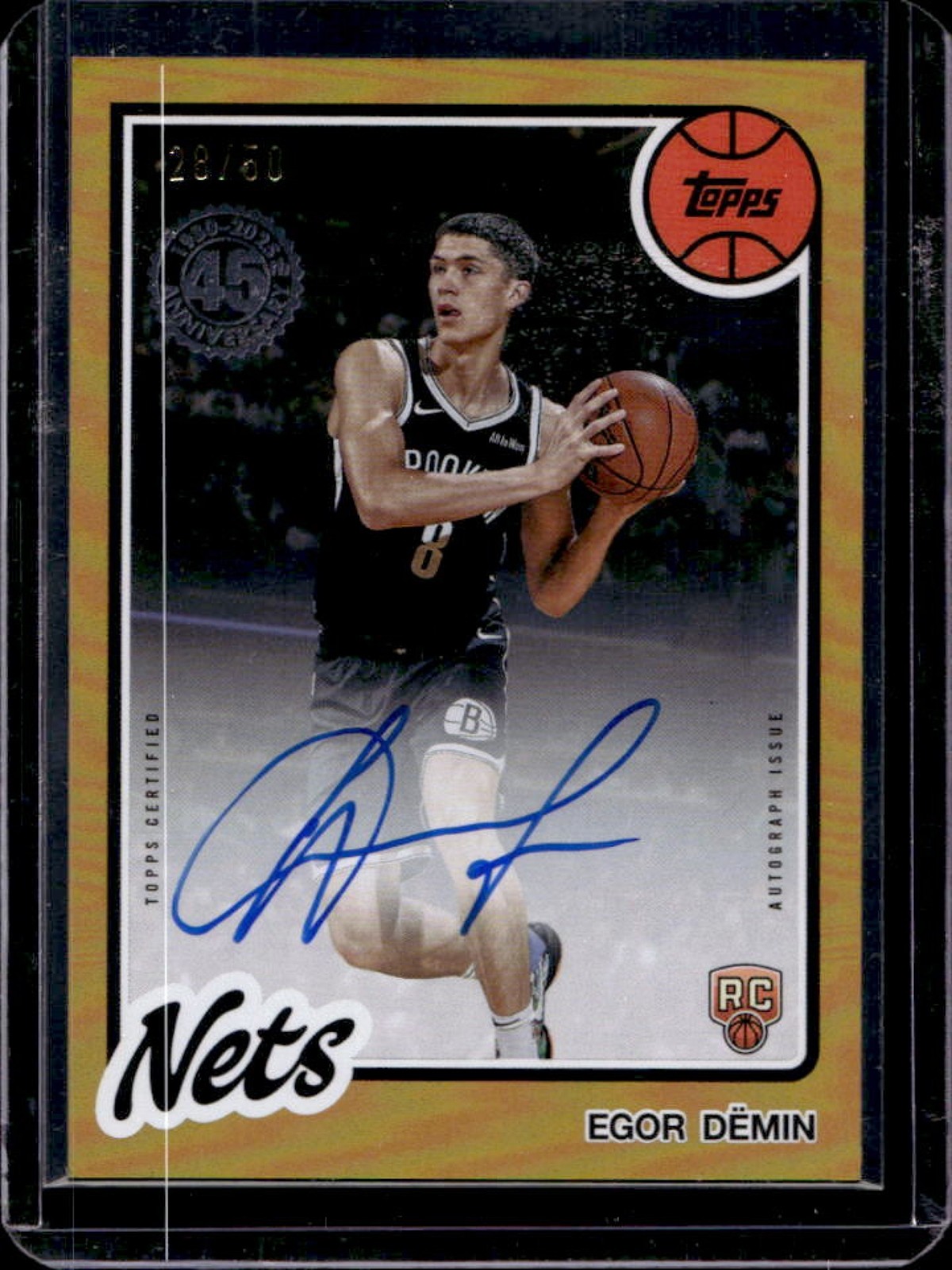 2025-26 Topps Egor Demin 1980-81 Rookie Auto RC Gold Rainbow Rookie #28/50 Nets