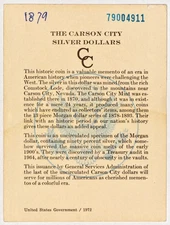 1879-CC Morgan Silver Dollar GSA Hoard Certificate - Cert Only!