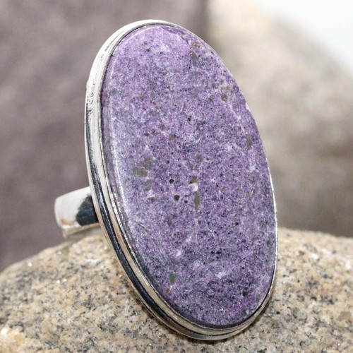 Purpurite 925 Silver Plated Gemstone Handmade Ring US 6.5 Unique Gift AU U147