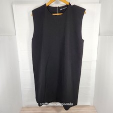 Zara Tank/Sheath Dress Women XL Black Sleeveless Round Neck - Raw Hem