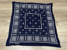 Vintage Wrangler Fast Color Blue Paisley Squares Biker Bandana Handkerchief