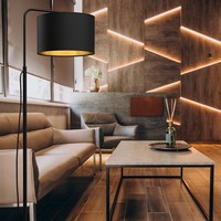 Stehleuchte Stoff Metall 151 Cm E27 Schwarz Modern Stehlampe Wohnzimmer