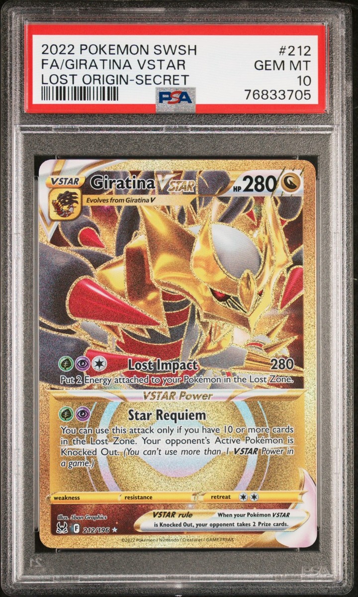 PSA 10] Giratina VSTAR 212/196 Lost Origin Pokemon 2022 Gold GEM