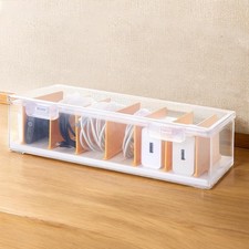 Clear Cable Organizer Box W/ Lid Plastic Charger Cable Cord Storage Organizer