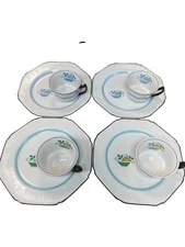 Wood & Sons England Bone China Floral Tea Cup & Saucer Set Of 4 SKU 9158