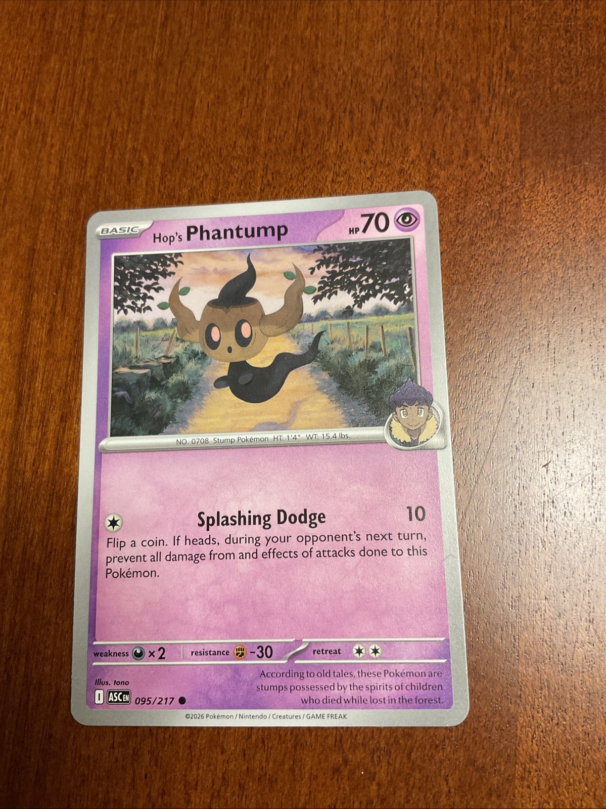 Hop’s Phantump 095/217 Ascended Heroes Regular Pokemon TCG Card