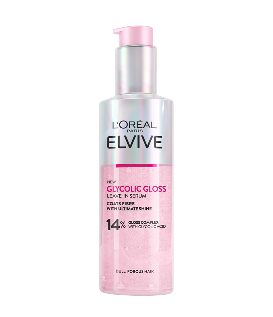 Elvive Glycolic Gloss Leave In Serum 14% HairTreatment Shine.
