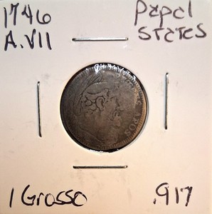 (ND) 1746* Papal States* 1 Grosso * M.A.VII* 91.7% Silver