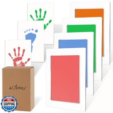 Tubuui 4-Pack Baby Footprint Kits,Inkless Hand and Footprint Kit,Clean Touch