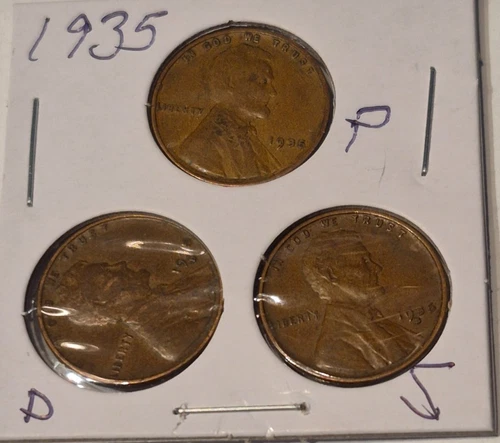 1935 P, D, & S Lincoln Wheat Cent, Penny,  Fine Condition