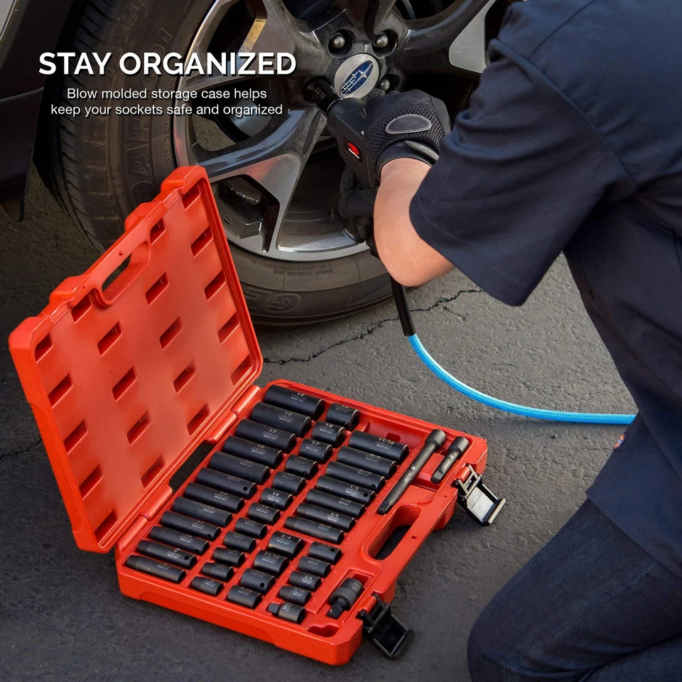 02440A 3/8-Inch-Drive Impact Socket Set, SAE Sizes 5/16" to 3/4" and Metric S... - Image 3 of 4